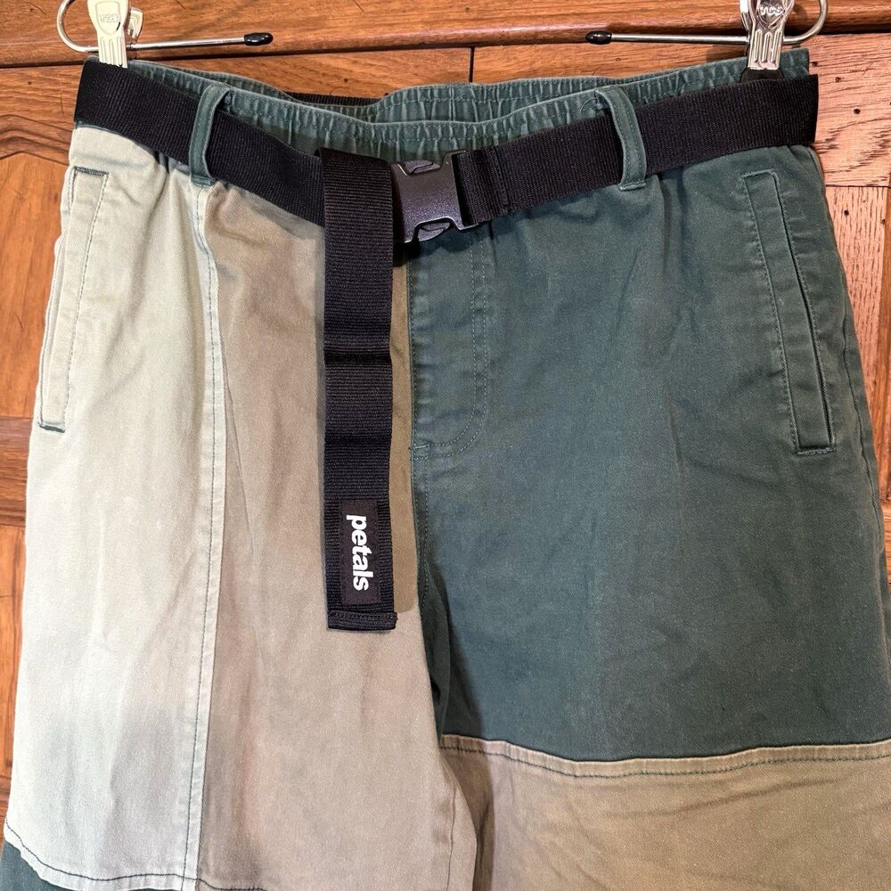 Petals Patchwork Pants Belt Medium Green Y2K Skatergirl Barrel Leg Indie Grunge